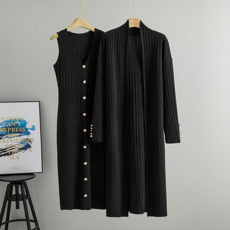 Women's Style Long Knitted Elegant Dress Two-piece Suits