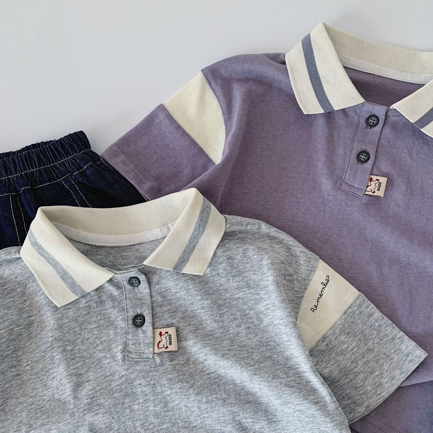 Children's Short-sleeved Summer Pure Color Trendy Shirt Boys Class Children's T-shirt