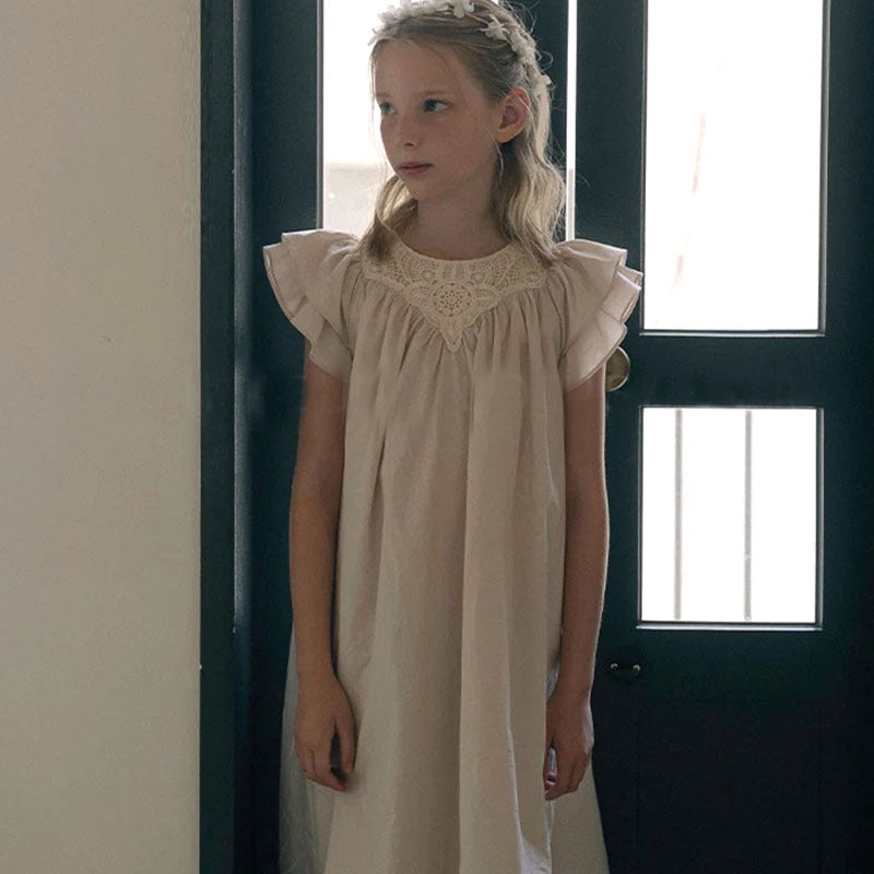 Shirt Lace Stitching Small Round Neck Short Children's Dress