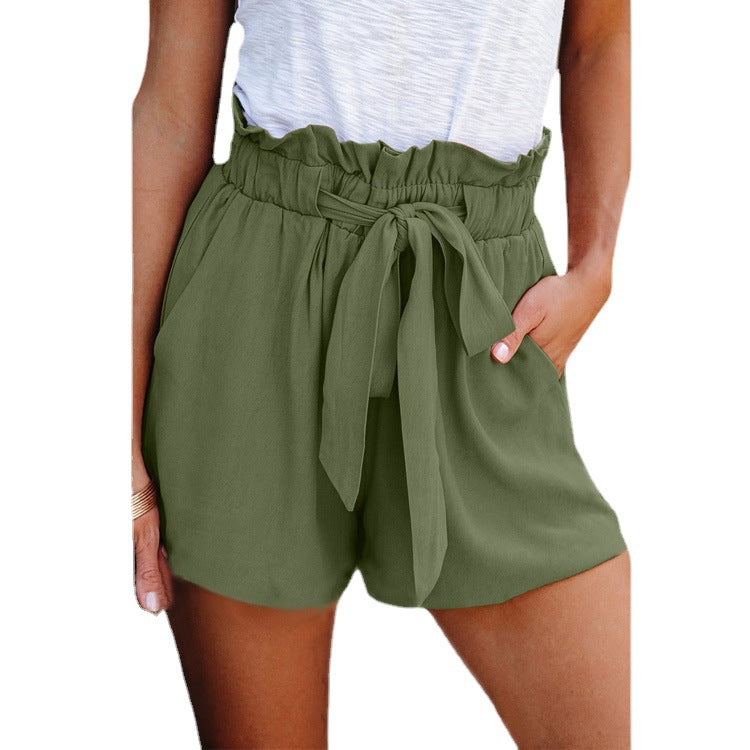 Women's Waistband Solid Color Loose High Waist Casual Pants