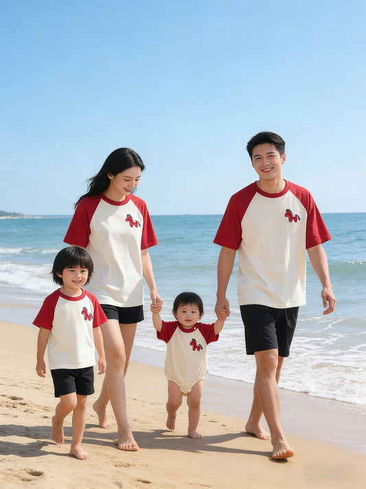 Suit Three Or Four Short-sleeved T-shirt Parent-child Outfit