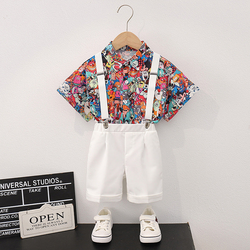 Children's Shirt Suspender Pants Leisure Vacation Wind Children's Suit