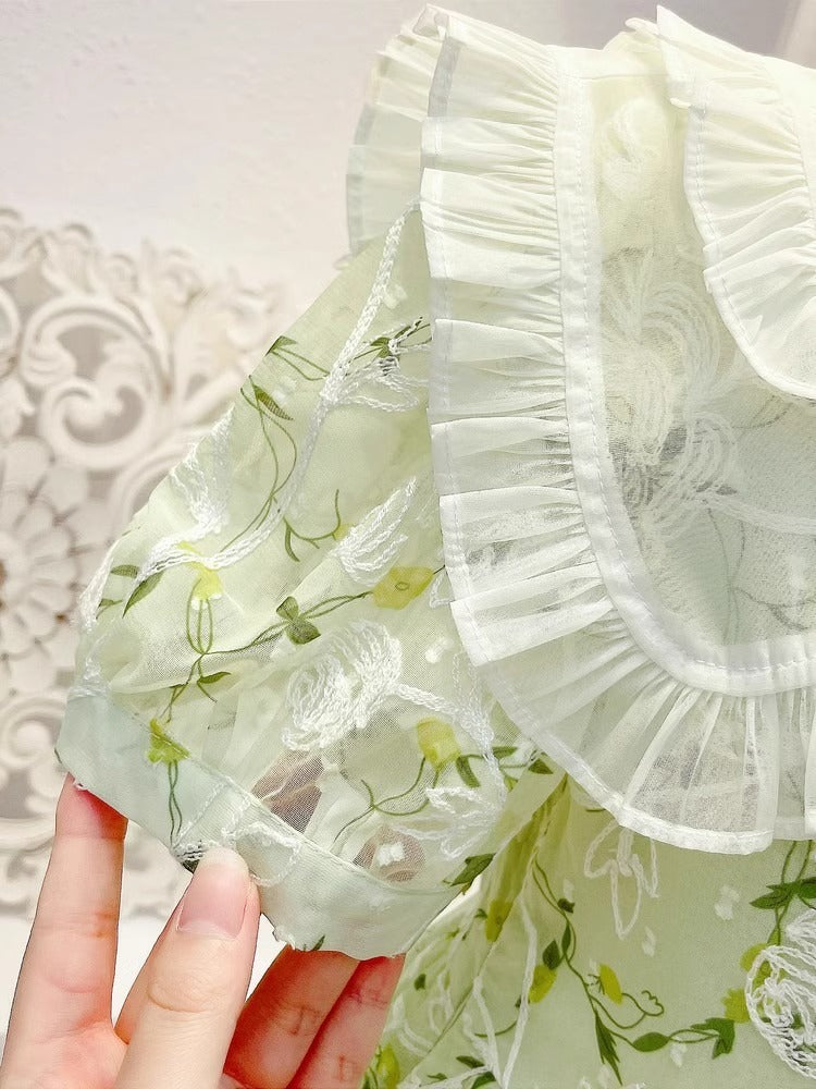 Floral Summer Princess Little Big Western Style Chiffon Children's Dress