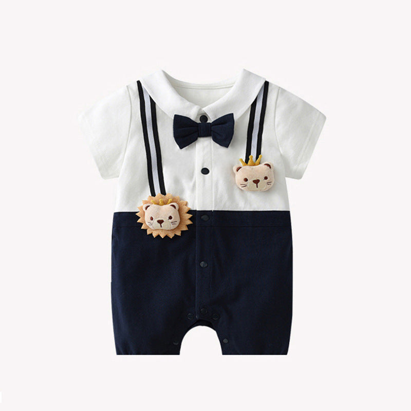 Dress Short Sleeved Romper Preppy Style Jumpsuit, Climbing Suit