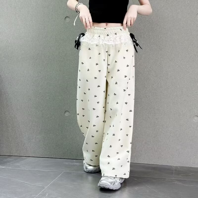 Knitted Trousers Spring Clothing Big Wide Children's Pants