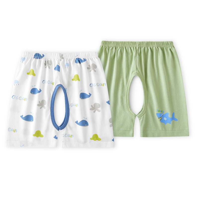Children's Cotton Thin Summer Shorts Open Fork Children's Pants