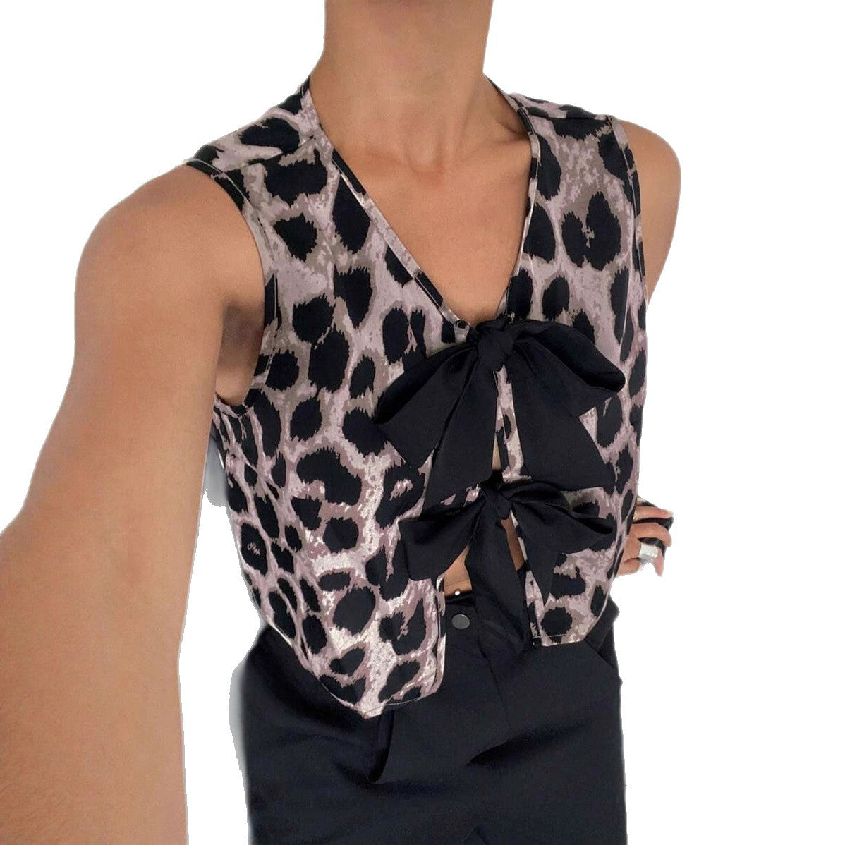 Durable Slouchy Leopard Print Sexy Hot Small Vest/suspenders/tube Top