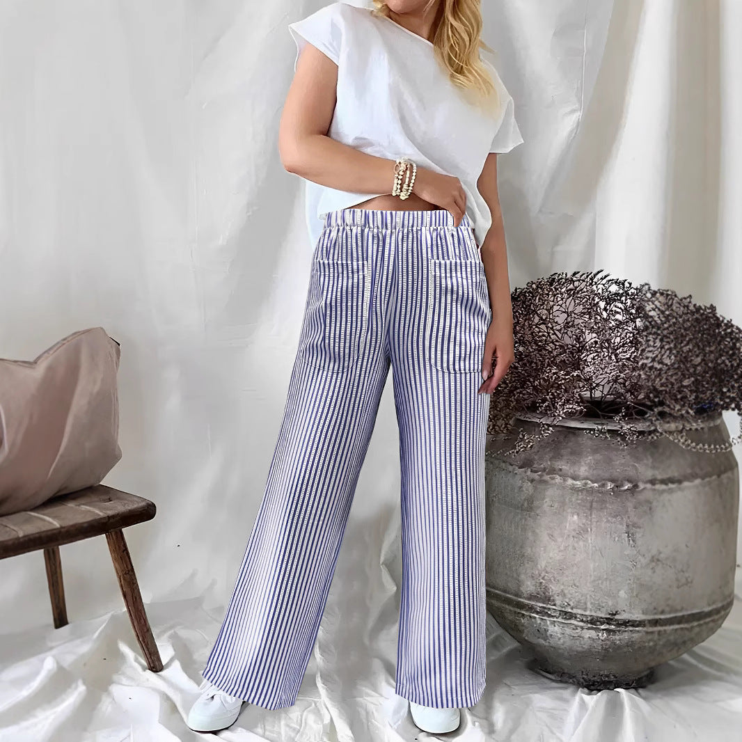 Attractive Women's Loose Striped Pocket Fashion Pants
