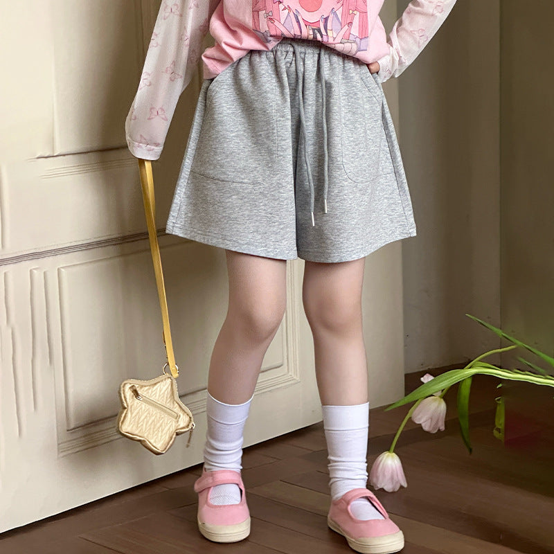 Children's Summer Casual Sports Shorts Western Style Solid Color Loose-fitting Lightweight Children's Pants