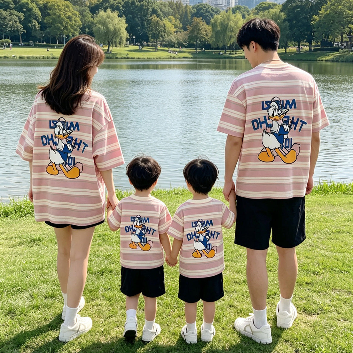 T-shirt Wear Summer Letter Printing Short Sleeve Family Of Three Parent-child Outfit