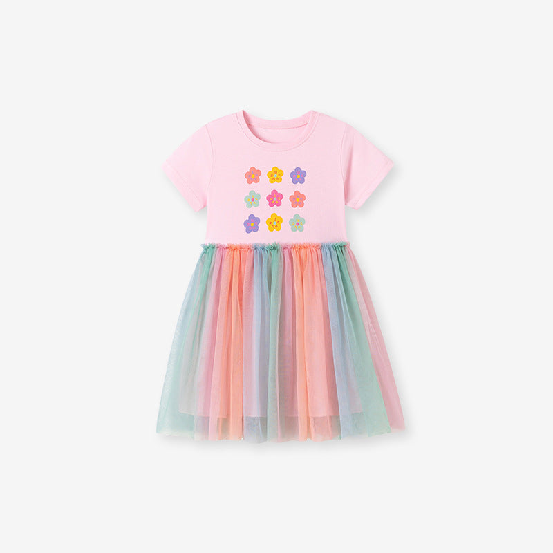 Children's Source Shirt Summer Cute Flowers Skirt Children's Dress
