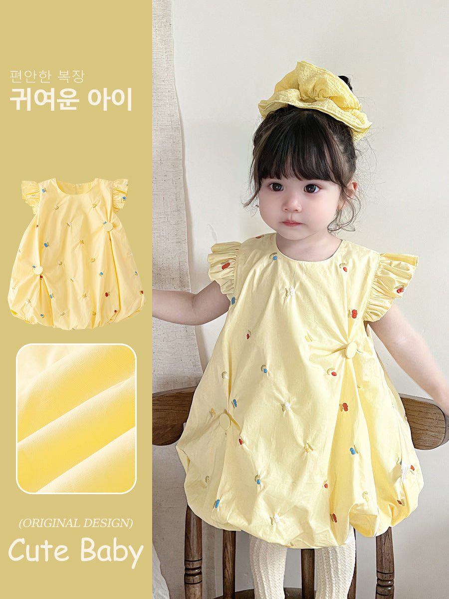 Flounced Sleeve Bud Skirt Style Princess Children's Dress