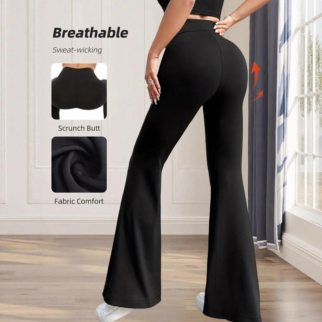 Women's Slightly Flared High Waist Loose Trousers Pants