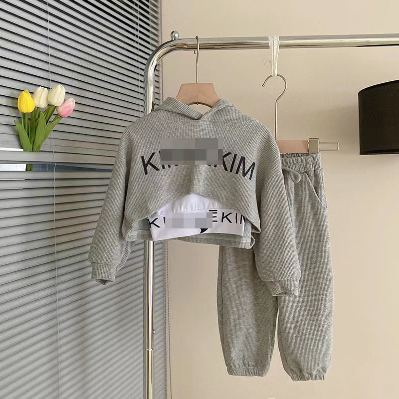 Children's Medium Large Long Sleeve Hooded Sweater Casual Pants Fashionable Children's Suit
