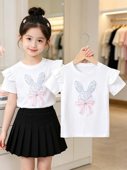 Children's Ice Porcelain Cotton Short-sleeved Summer Princess Breathable Shirt Thin Children's T-shirt
