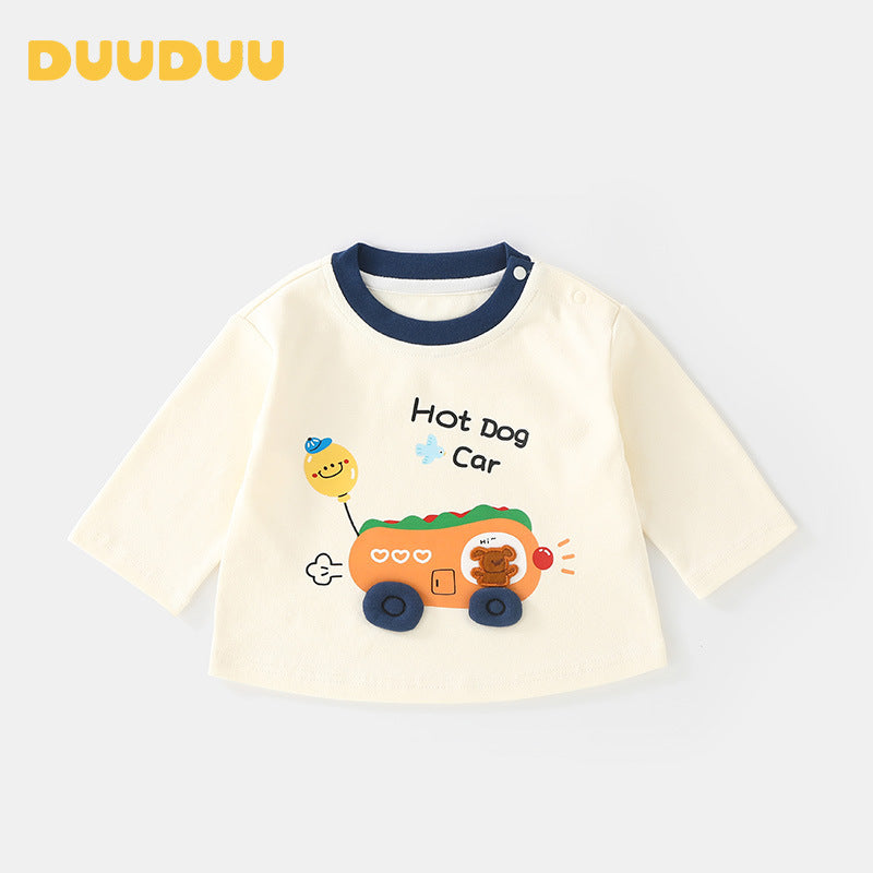 Children's Car Class Outwear Inner Fashion Korean Style Fall Wear Long Children's T-shirt