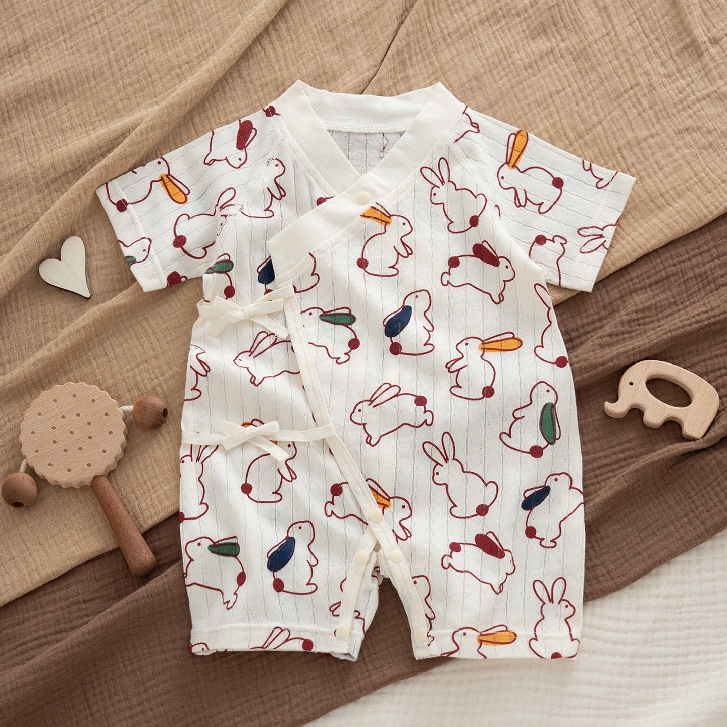 Modal Short-sleeved Boxer Rompers Simple With Bellyband For Both Boy Jumpsuit, Climbing Suit