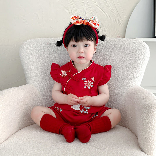 Children's Clothing Jumpsuit Chinese Style Rompers Full Moon Hundred Jumpsuit, Climbing Suit