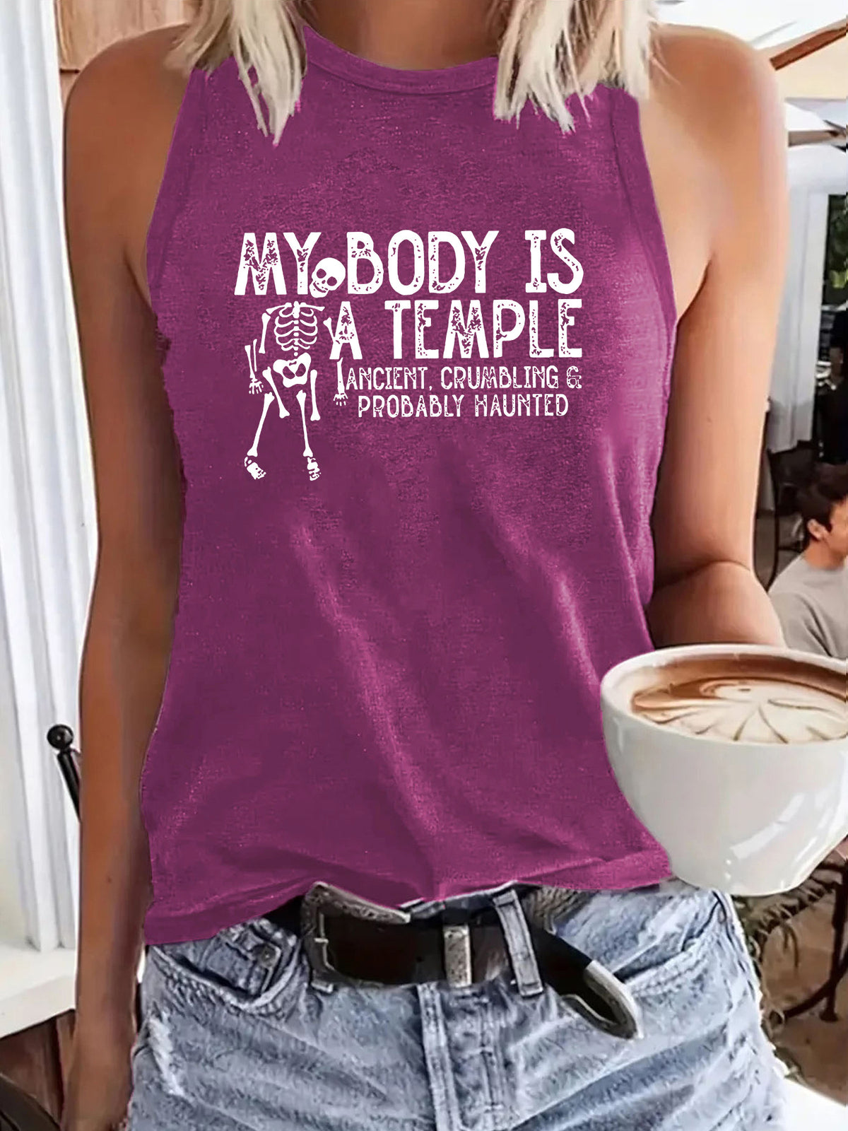 Women's Summer Casual Sleeveless Large Tanks Skull Clothing
