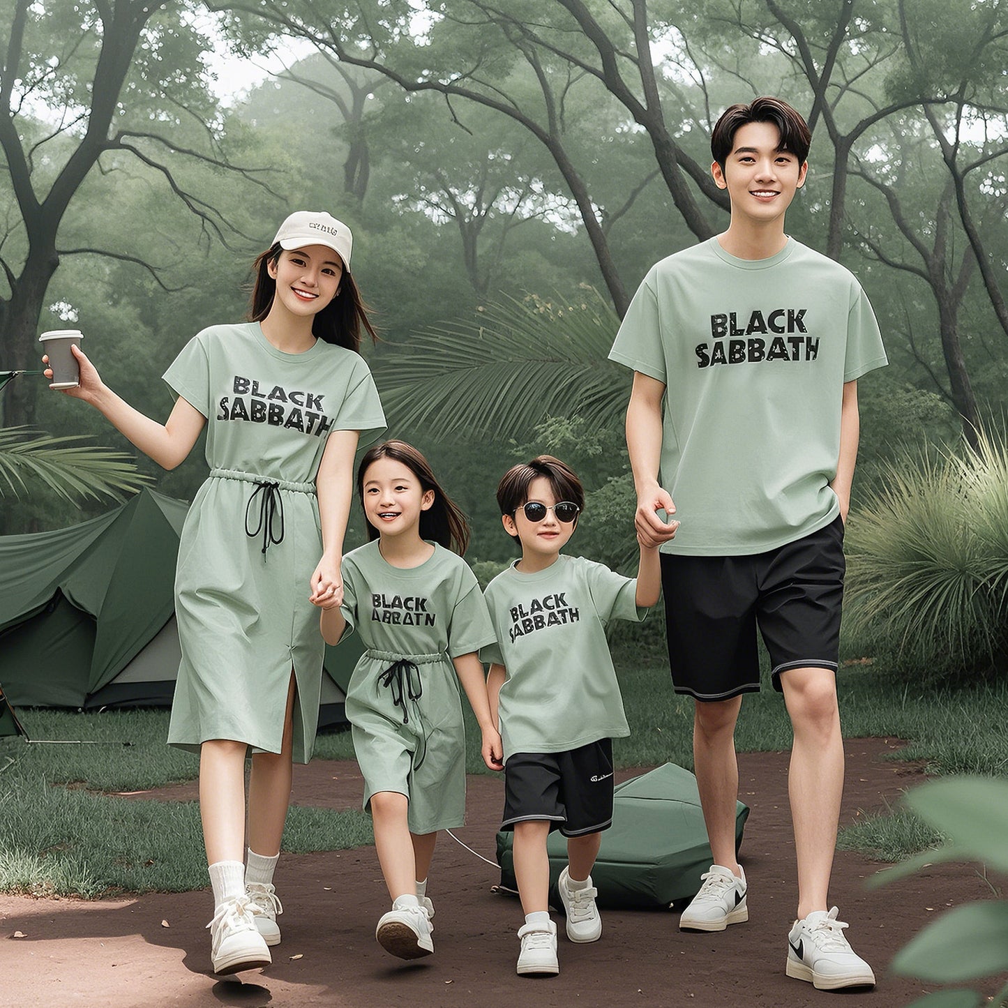 Children's T-shirt Class Pure Cotton Matching Dress Fashionable Short Parent-child Outfit