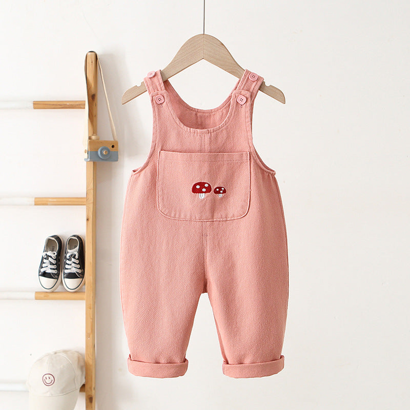 Children's Clothing Spring Korean Style Suspender Toddler Mushroom Children's Pants