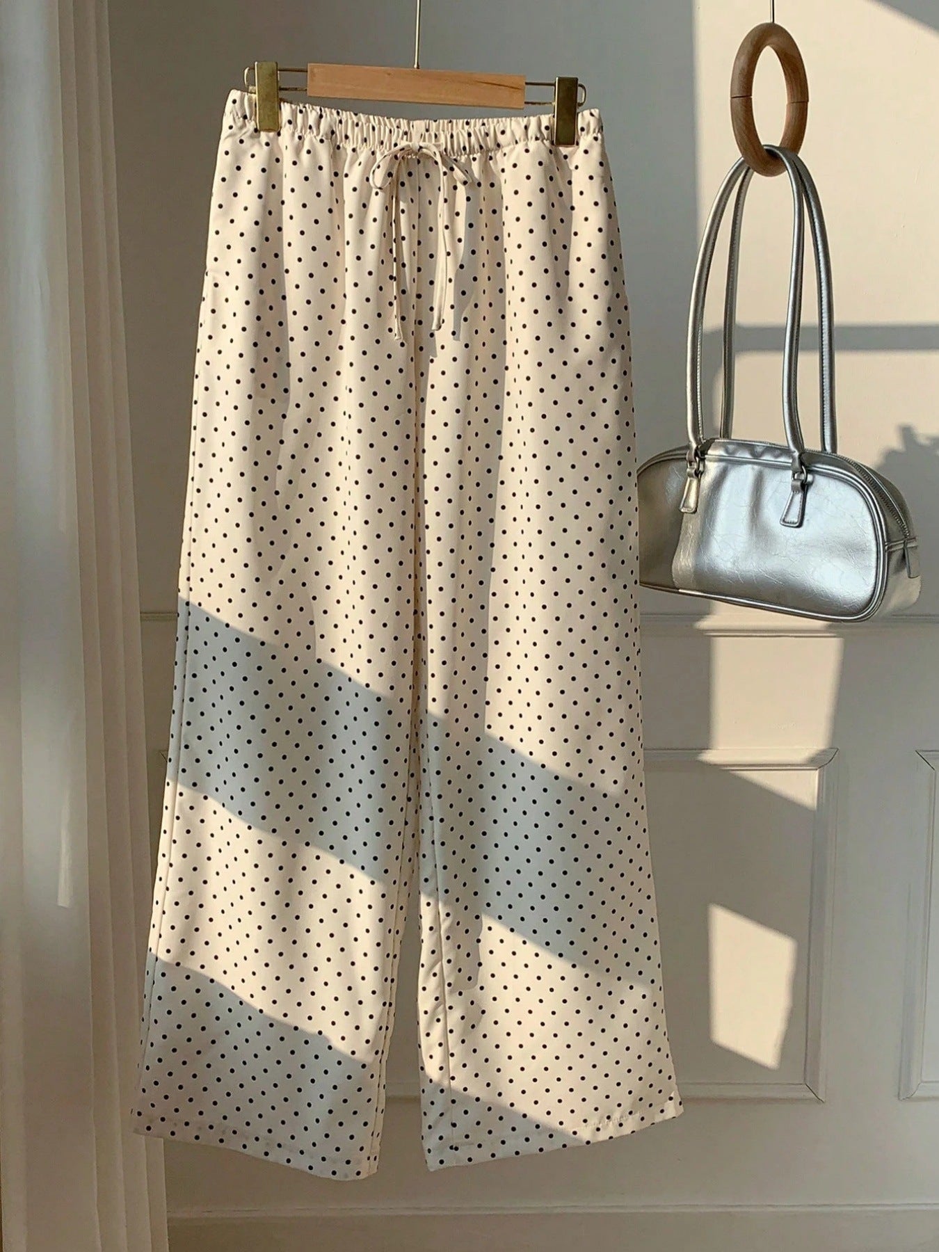Fashion Slimming Straight Draping Thin Polka Casual Pants