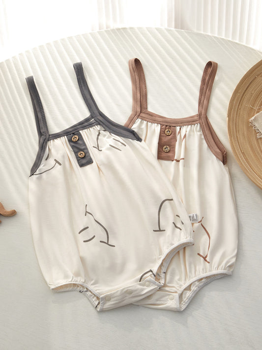 Clothes For Babies Summer Modal Rompers Sling Triangle One-piece Romper Jumpsuit, Climbing Suit
