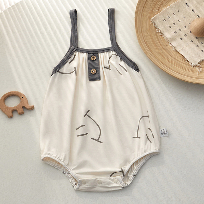 Clothes For Babies Summer Modal Rompers Sling Triangle One-piece Romper Jumpsuit, Climbing Suit