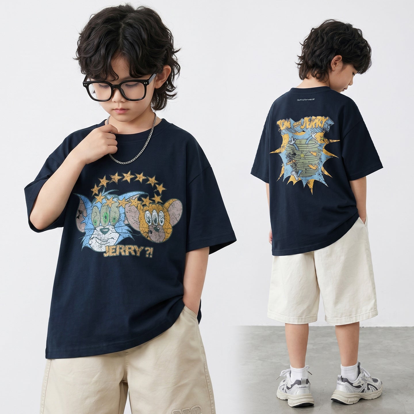 Large Pure Cotton Cartoon Printing Top Half Children's T-shirt