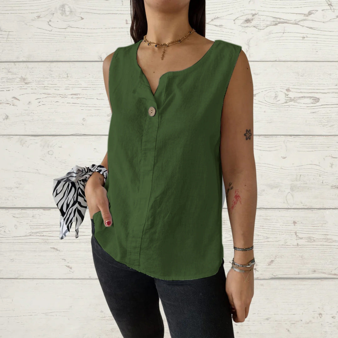 Women's Summer Loose Shirt Cotton Linen Button Small Vest/suspenders/tube Top