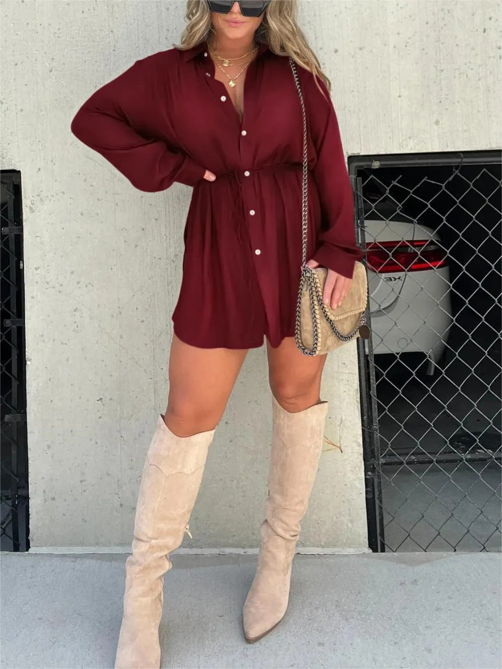 Women's Autumn Solid Color Long-sleeved Shirt Fashion Casual Suit