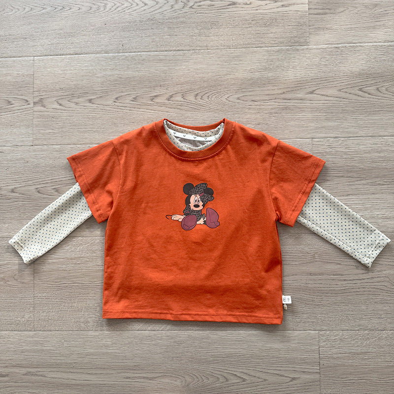 Children's Boys Cute Top Polka Dot Real Two Children's T-shirt