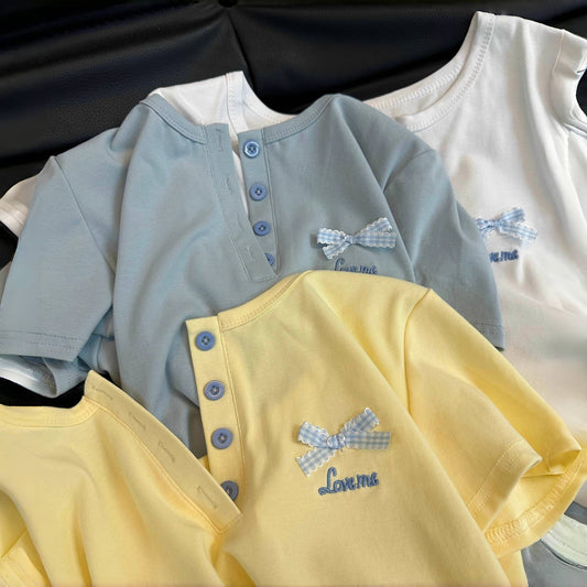 Children's Small Teen Short-sleeved Summer Yellow Top Children's T-shirt