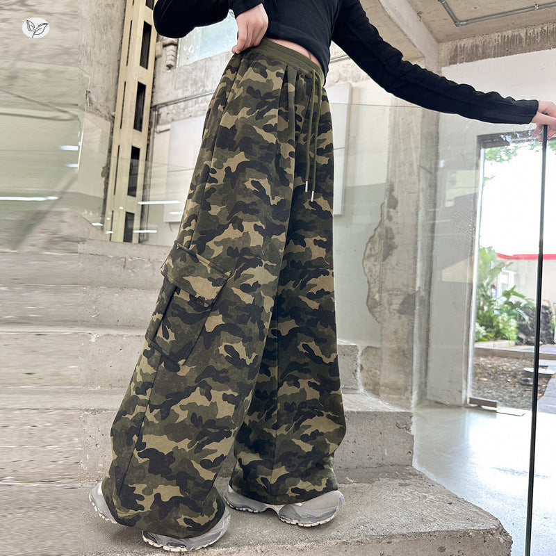 Camouflage Cargo Large Pocket Middle Big Children's Pants