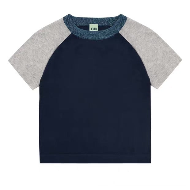 Graceful Wind Striped Color Matching Boys Children's T-shirt