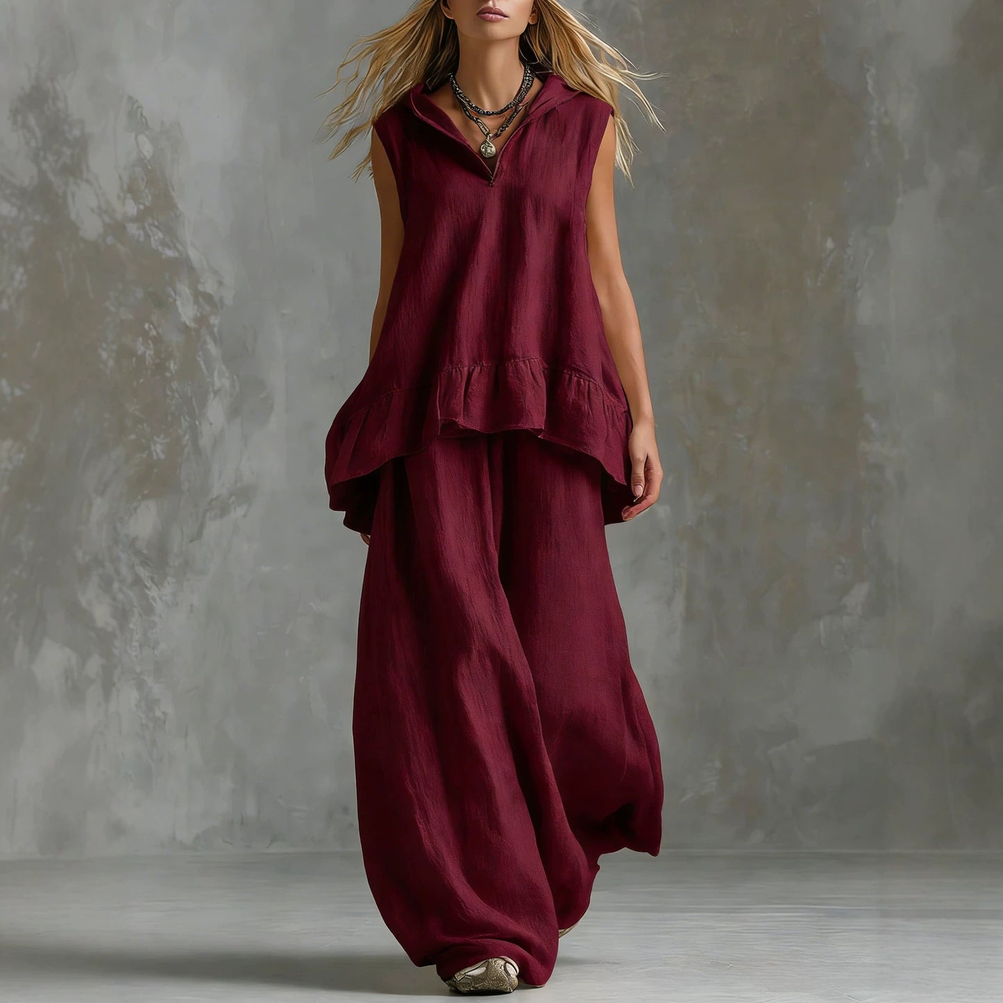 Women's Summer Solid Color Irregular Loose Fashion Casual Suit