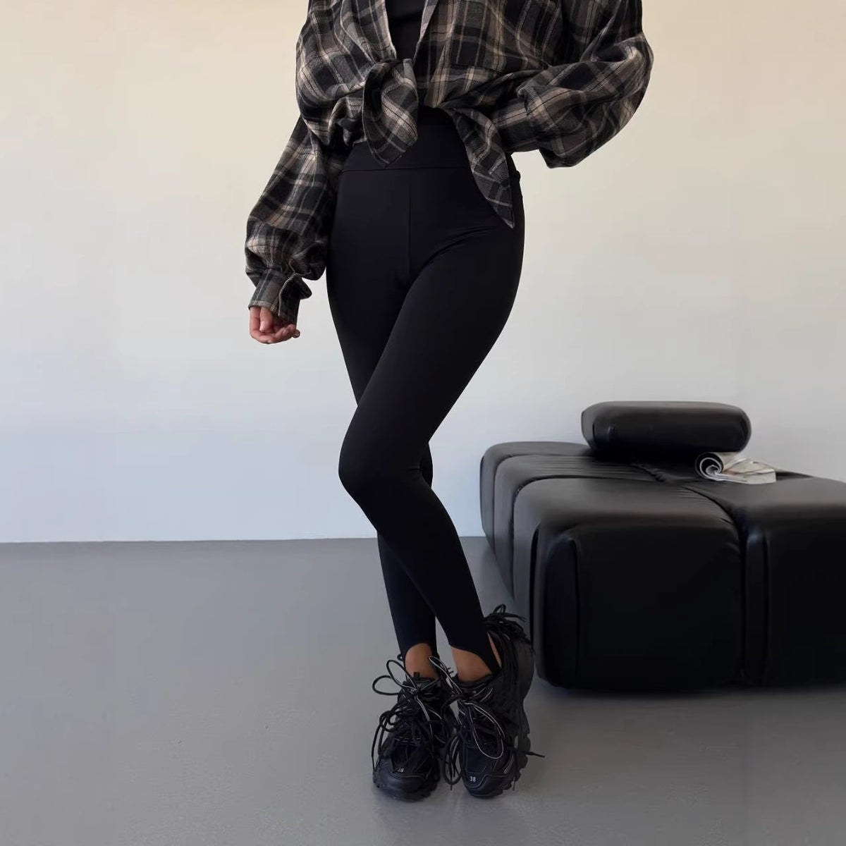 Retro American Plaid Long-sleeved Shirt Loose Street Couple Blouse