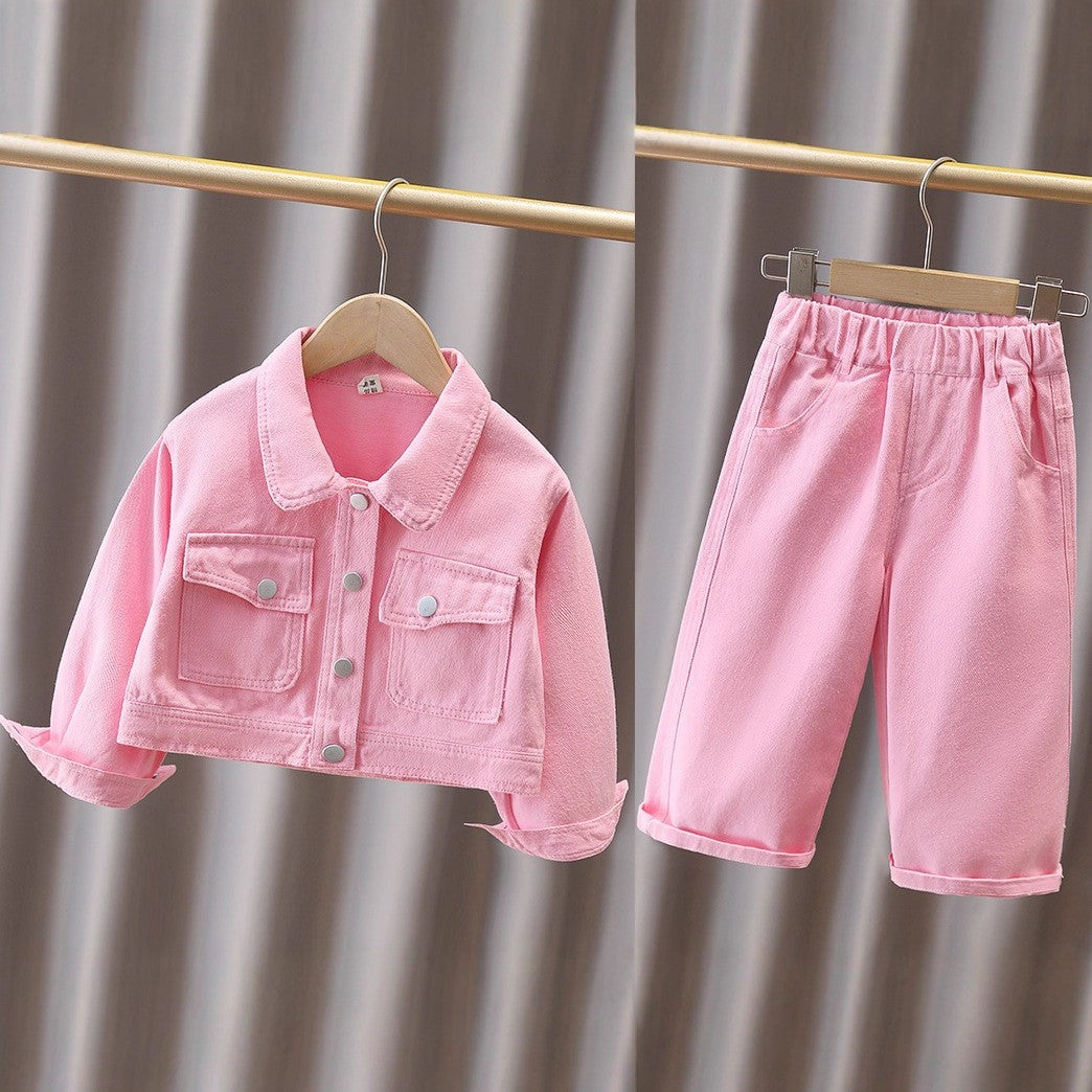 School Casual Denim Fashionable Jacket Straight Loose Children's Suit