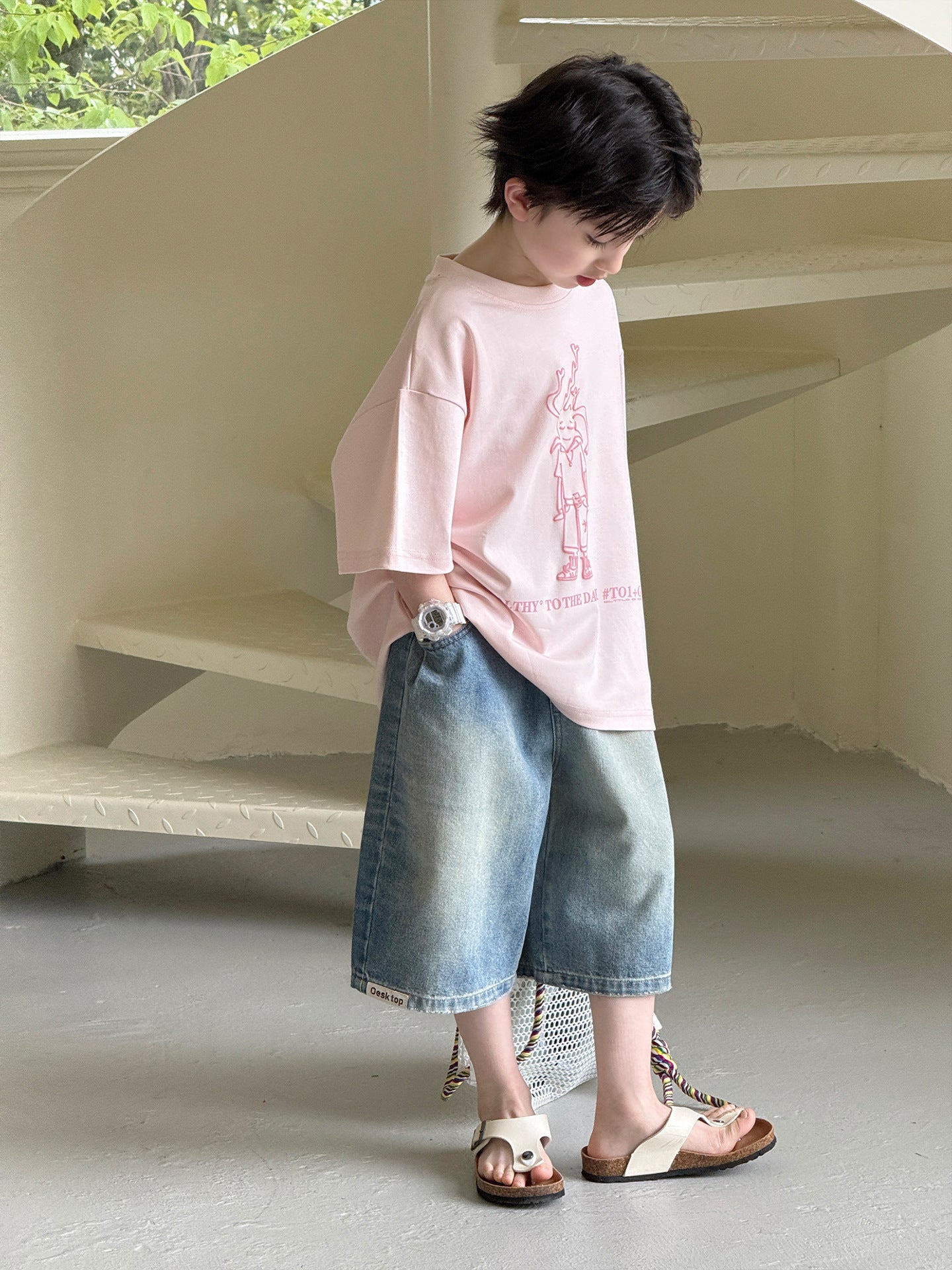 Children's Personalized Printed Short Sleeve Loose Round Neck Pullover Children's T-shirt