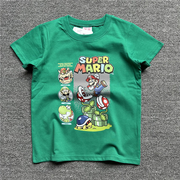 Children's Cartoon Mario Series Summer Short Sleeve Children's T-shirt