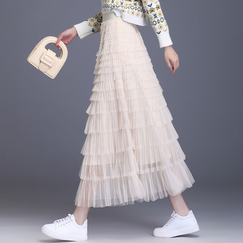 Women's Veil Puffy Net Yarn Cake Fairy Dress Long Skirts