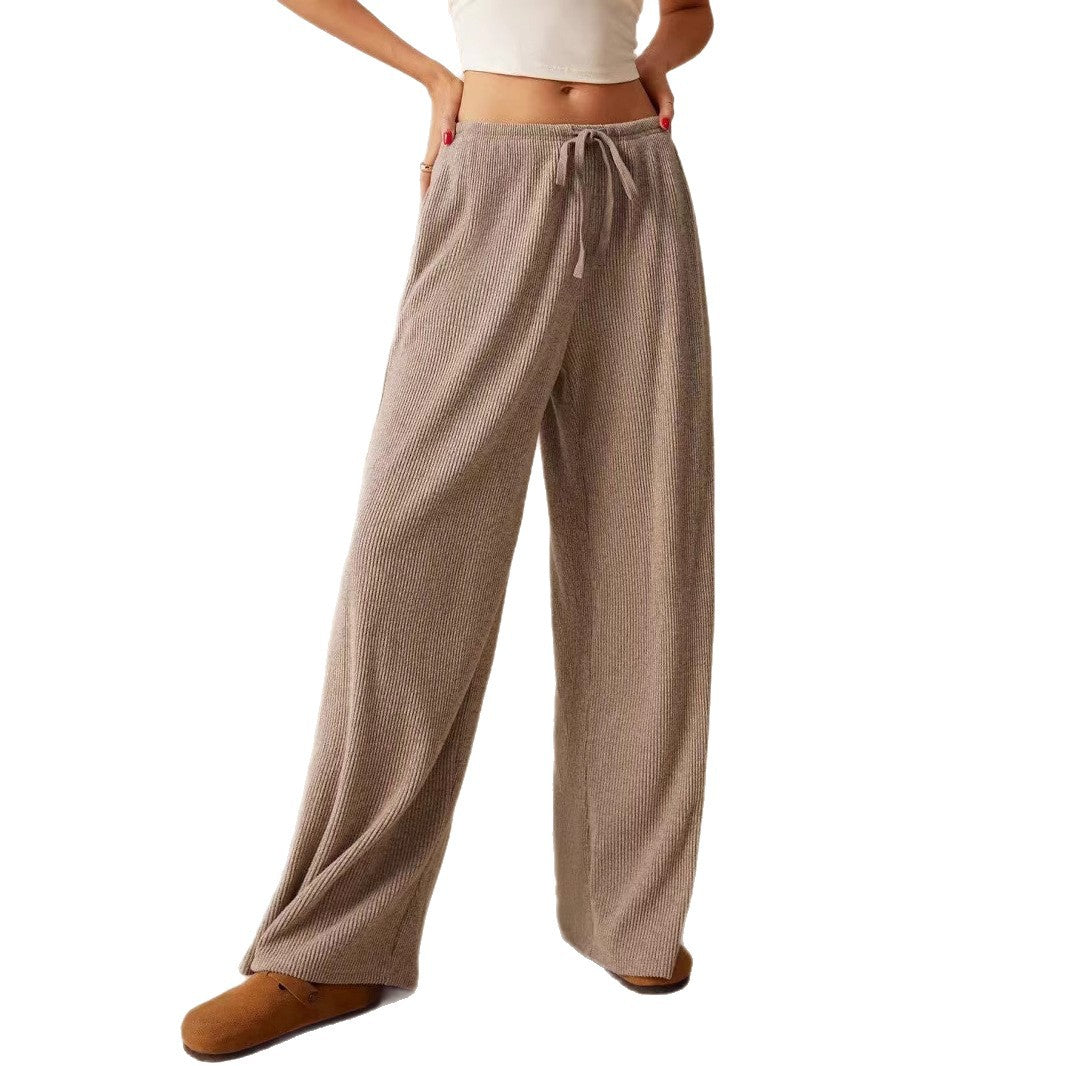 Women's Fashion Elegant Wide Leg Trousers Elastic Casual Pants