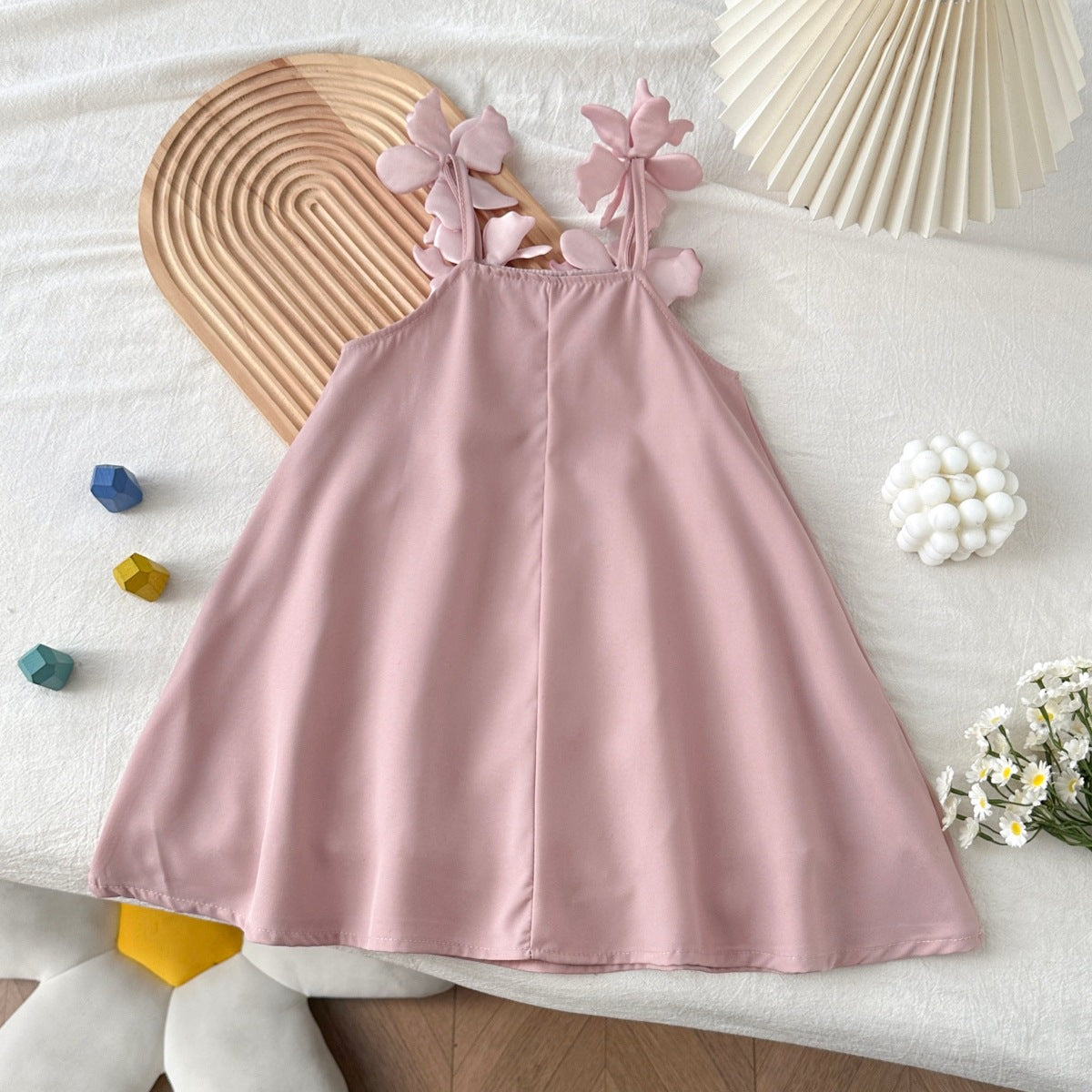 Summer Three-dimensional Flower Strap High Quality Children's Dress