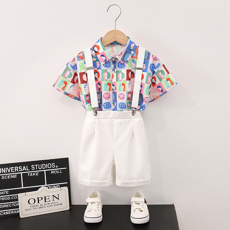 Children's Shirt Suspender Pants Leisure Vacation Wind Children's Suit
