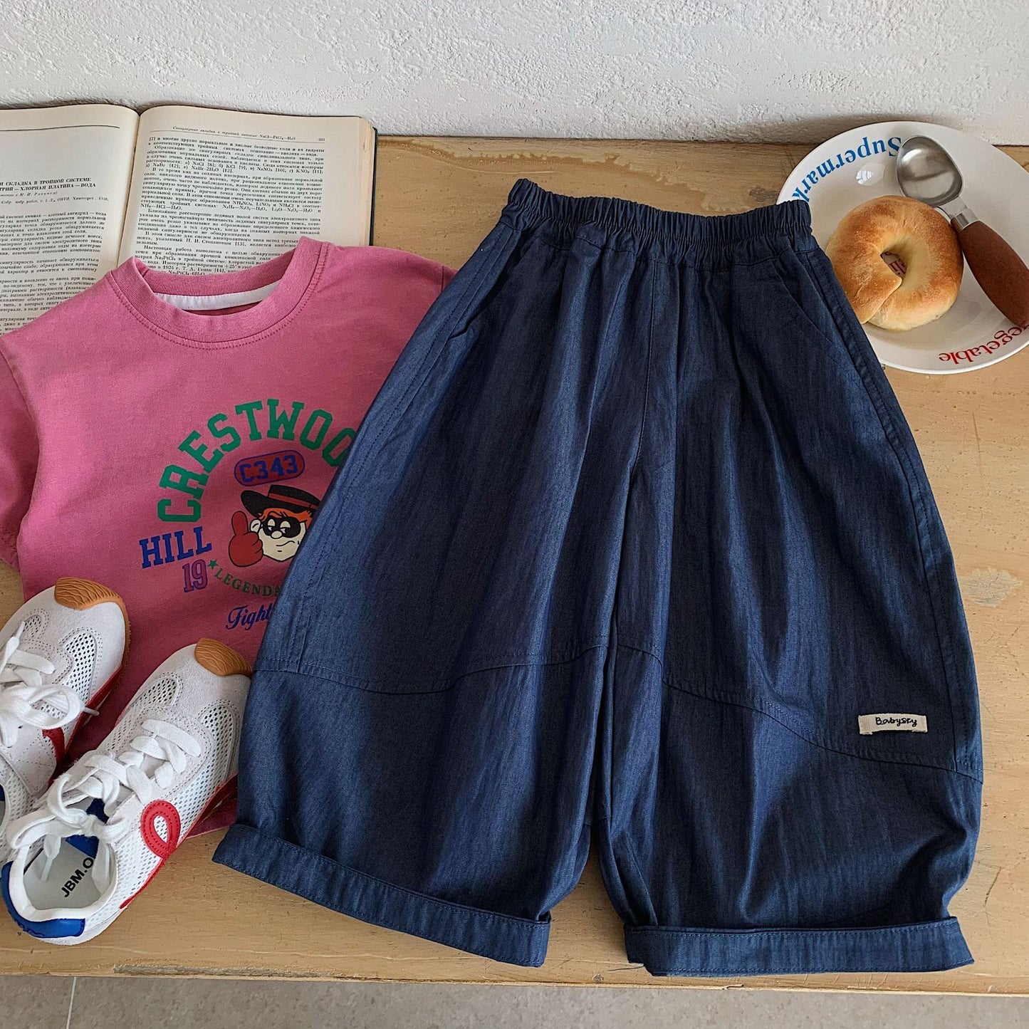 Children's Style Solid Color Loose Casual Fashionable Children's Pants