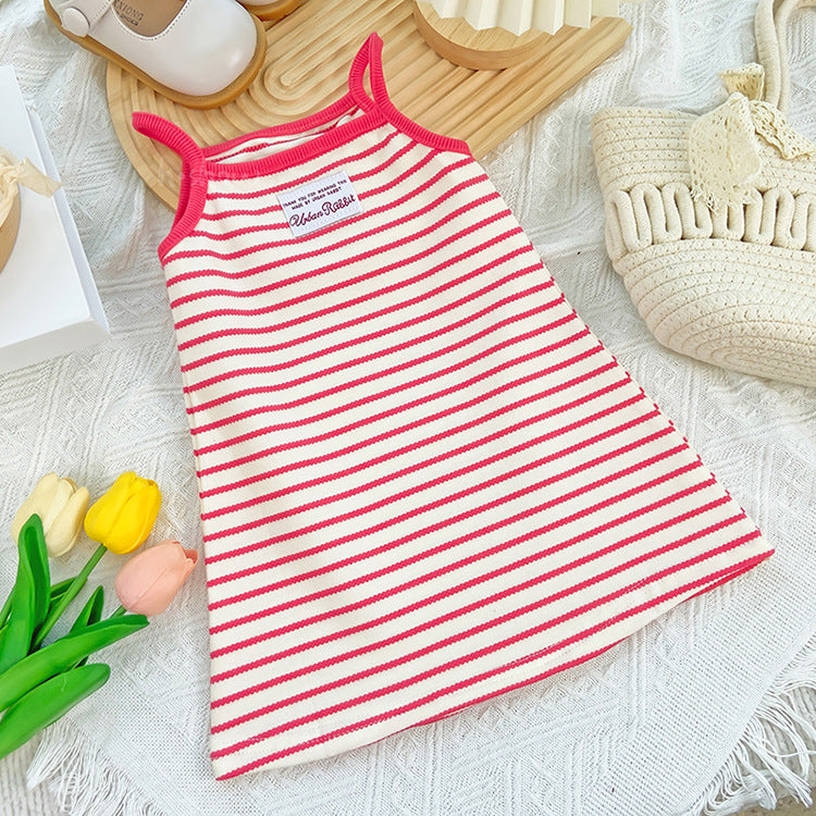 Children's Summer Korean Style Clothing Western Striped Children's Dress