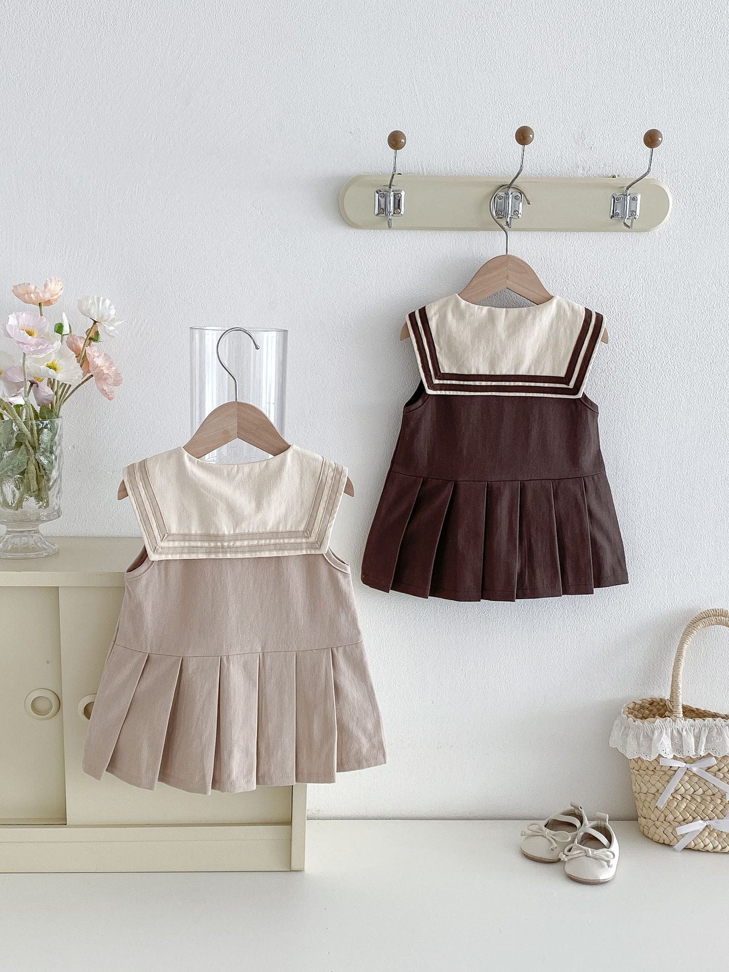 Children's Summer Preppy Style Bear Vest Skirt Western Children's Dress