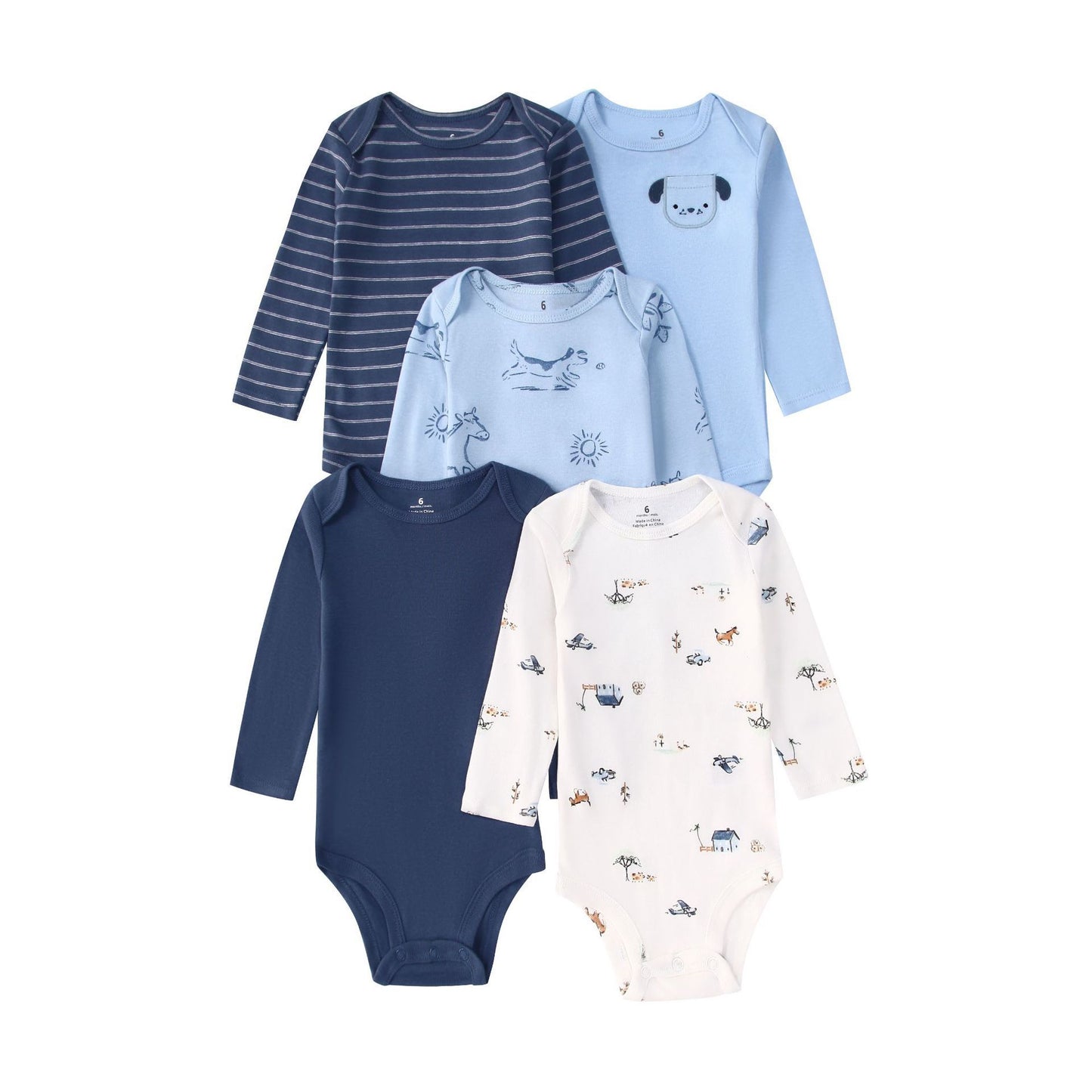Children's Clothing Long-sleeved Triangle Romper Five Pieces Jumpsuit, Climbing Suit