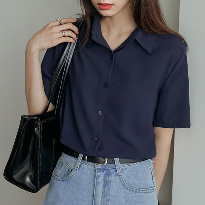 Women's Loose Sleeve Shirt Summer Thin Chiffon Quick Blouse