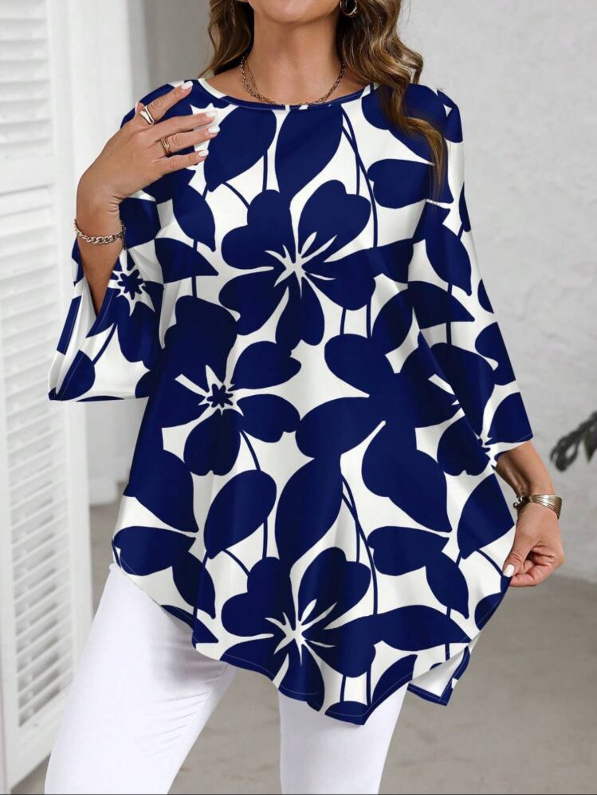 Women's Versatile Printed Crew Neck Optional Large Size T-shirt